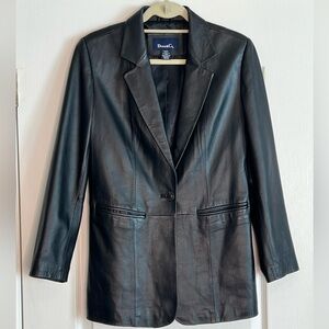 Denim&Co Black Lamb Leather Blazer